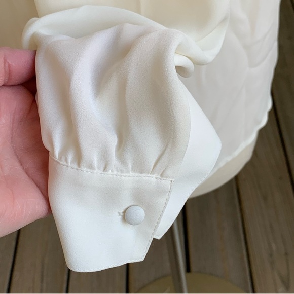 Brooks Brothers Georgette Bow-Neck Blouse Women’s 14 Ivory Button Up Top NWT - Picture 6 of 10